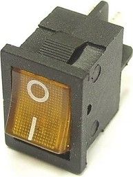 картинка MIRS-201A-2C3 (желтый), Переключатель с подсветкой ON-OFF (10A 125VAC, 6A 250VAC, 15A 12VDC) DPST 4P