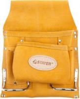 38515, Сумка поясная STAYER PROFESSIONAL для инструментов, кожаная, 8 карманов, 2 скобы