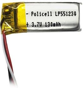картинка LP551230-PCM, Аккумулятор литий-полимерный (Li-Pol) 130мАч 3.7В, с защитой, PoliCell