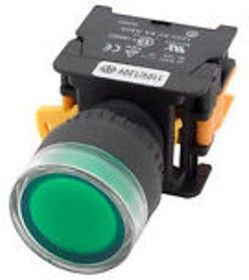 картинка NP2-EW3365 230V LED, Кнопка без фиксации зеленая с подсветкой ON-(OFF)/OFF-(ON) пласт.