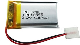 картинка LP612338-PCM, Аккумулятор литий-полимерный (Li-Pol) 500мАч 3.7В, с защитой, PoliCell