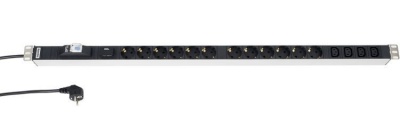 Блок розеток 19, 16 розеток Hyperline SHT-12SH-4IEC-BF-2.5EU