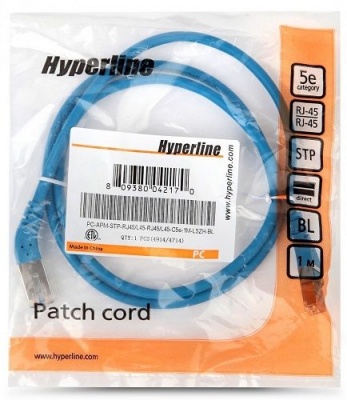 Кабель патч-корд Hyperline PC-APM-STP-RJ45/L45-RJ45/L45-C5e-1M-LSZH-BL