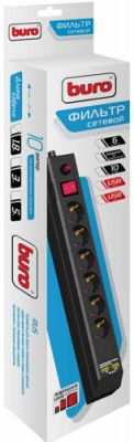 Сетевой фильтр Buro BU-SP1.8_USB_2A-B