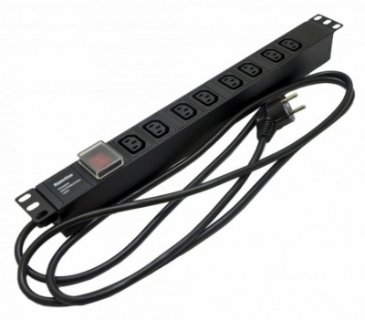 Блок розеток 19, 8 розеток Hyperline SHE19-8IEC-S-2.5EU