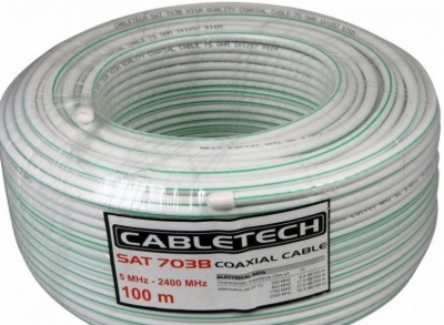 Кабель Rexant SAT 703 B, CCS/Al/Al, (75%), 75 Ом, 100м., белый CABLETECH