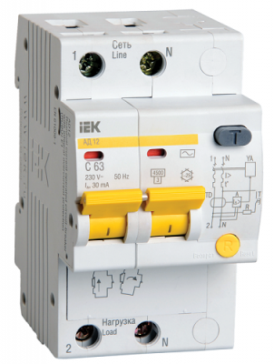 Автомат дифференциальный IEK MAD10-2-063-C-100