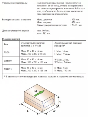 Упаковочная машина, Sollas 20