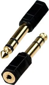 2-031G, переходник 6.35мм штекер стерео - 2.5мм гнездо стерео пласт. позол.