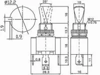 36-4350-1, Тумблер 12V 30А (3c) ON-OFF однополюсный с красной LED подсветкой (ASW-07D-2) Индивидуальн