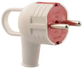 Вилка электрич. с ручкой с заземл. бел/красн. Lezard 715-0201-602