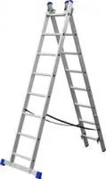 38821-08, Лестница ЗУБР универсальная, двухсекционная со стабилизатором, 8 ступеней