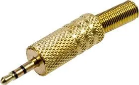 1-005G, штекер аудио 2.5мм стерео металл на кабель позолоченный