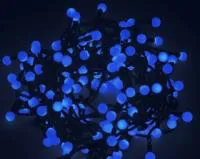 303-503, Гирлянда Мультишарики 17,5мм, 20 м, черный ПВХ, 200 диодов, цвет синий