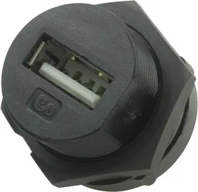 2UB3001-W05100, Герметичный разъем USB, USB Типа A, USB 2.0, Гнездо, 5 Позиций, Монтаж в Сквозное Отверстие, IP67