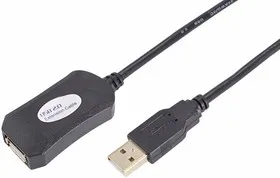 18-1801, Удлинитель активный USB штекер - USB гнездо 2,0 длина 5 метров (блистер)