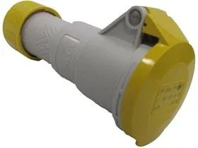 PE1643PV, Разъем Pin & Sleeve, 16 А, 110 В, Монтаж на Кабель, Гнездо, 2P+E, Желтый