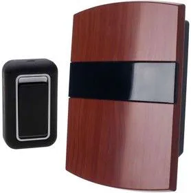 Звонок беспроводной полиф. 25 мелодии 100м 1 кноп. IP44 регул. громкости тем. корич. Космос KOC_AG530