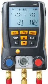 testo 550, Цифровой манометрический коллектор с Bluetooth,комплект с 2-мя зондами-зажимами, батарейками, кейсом