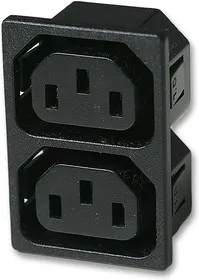 0909.0001, Разъем ввода питания, Гнездо, 250 В, 10 А, Монтаж в Панель