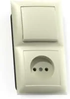 Блок СП БКВР-408 Селена (1-кл. выкл. + розетка) сл. кость Кунцево 8170