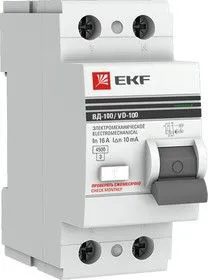 Выключатель дифференциального тока (УЗО) 2п 40А 300мА тип AC ВД-100 PROxima (электромех.) EKF elcb-2-40-300-em-pro