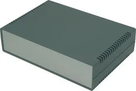 G729AV, Корпус для РЭА 260х180х65 мм, пластик, темно-серый, алюминиевая панель, с вентиляц. отв.
