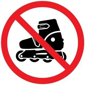 56-0019, Наклейка запрещающий знак На роликах не заходить 150х150 мм