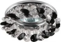 Светильник DK16 CH/WH/BK декор круглый с мелкими хрусталиками MR16 12В 50Вт хром/прозр./черн. ЭРА C0043750