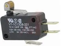 V7-1C13D8-201, MICRO SWITCH, ROLLER LEVER SPDT 15A 277V