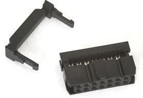 IDC-14F, Розетка 2.54мм на шлейф с фиксатором кабеля
