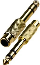 2-235G, переходник 6.35мм штекер стерео - RCA гнездо металл позолоченный