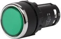 MB202DY, Кнопка без фиксации зеленая 2xON-(OFF) (0.3A/240VAC)