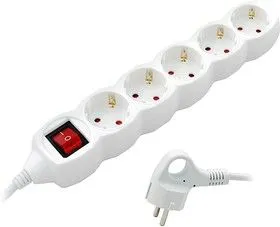 S5x5-ZDV, Удлинитель сетевой, 5 розеток, заземление, выключатель, защита, 5м
