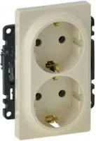 Механизм розетки 2-м Valena Life 16А 250В 2х2К+З с лицевой панелью безвинт. зажимы сл. кость Leg 753227