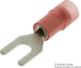 FND2216S3A, TERMINAL, SPADE/FORK, #6, CRIMP, RED