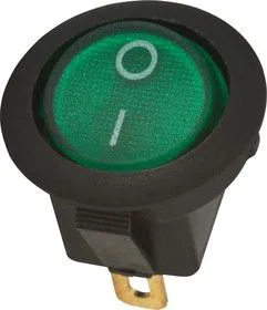 MIRS-101A-8C3 (зеленый), Переключатель с подсветкой ON-OFF (10A 125VAC, 6.5A 250VAC, 15A 12VDC) SPST 3P