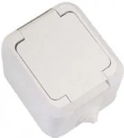 Розетка 1-м ОП 16А IP44 п/герм. с защ. крышкой с заземл. бел. Makel 18304