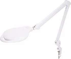 31-0535, Лупа на струбцине , круглая, 5D, с подсветкой 96 LED, теплый и холодный свет, белая