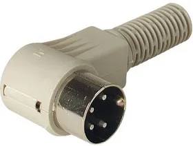 MAWI 40B, Разъем DIN Аудио / Видео, Right Angle, 4 контакт(-ов), Штекер, Монтаж на Кабель, Пайка