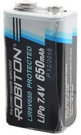 ROBITON LIR9V650 Крона 7.4В 650мАч с защитой SR1, Аккумулятор