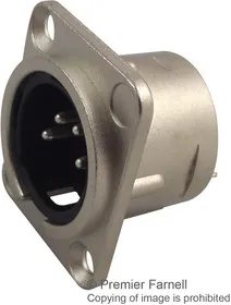 NC4MDL1, Аудио разъем XLR, 4 контакт(-ов), Штекер, Монтаж в Панель, Контакты с Покрытием из Серебра