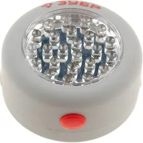 61812, Фонарь светодиодный ЗУБР, 24 LED, магнит, крючок для подвеса, 3ААА