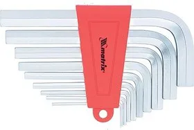 12301, Набор ключей имбусовых HEX, 2-12 мм, CrV, 9 шт., короткие, сатин.