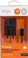 BS1406, Сетевое зарядное устройство 1 USB, 1 A, дата-кабель microUSB, черный