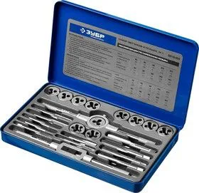 28110-H24, Набор метчиков и плашек ЗУБР ПРОФЕССИОНАЛ, сталь Р6М5, 24 предмета