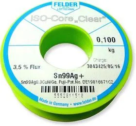 Sn99Ag+ (Sn99Cu0,7Ag0.3NiGe) Тр ISO-Core Clear (1.0мм), Припой олово-медь-серебро, катушка 100гр