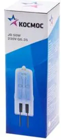 Лампа галогенная JD 50Вт капсула G6.35 3000К 240В КОСМОС LKsmJD230V50W
