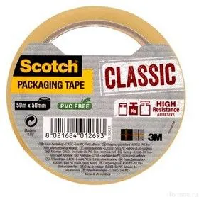 C5050F6T, Лента клейкая упаковочная Scotch Classic ХОТ МЕЛТ, прозрачная, 50ммх 50м, 43 мкм, 42 кг/м