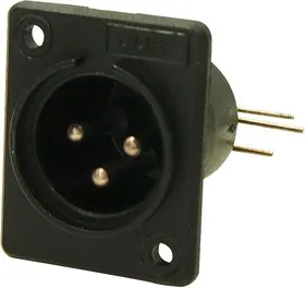 CP30007, Аудио разъем XLR, 3 контакт(-ов), Гнездо, Монтаж в Панель, Контакты с Покрытием из Серебра